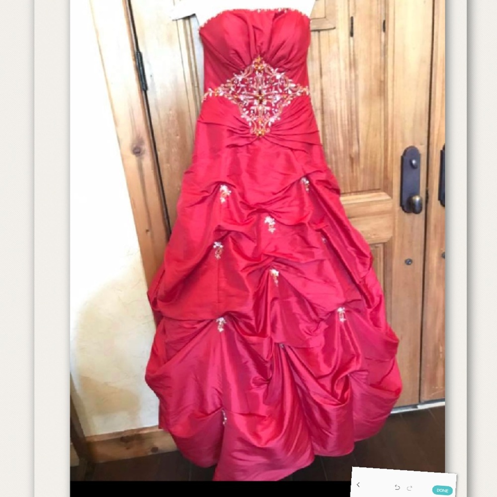 Stunning Tiffany beaded Red Strapless Dress